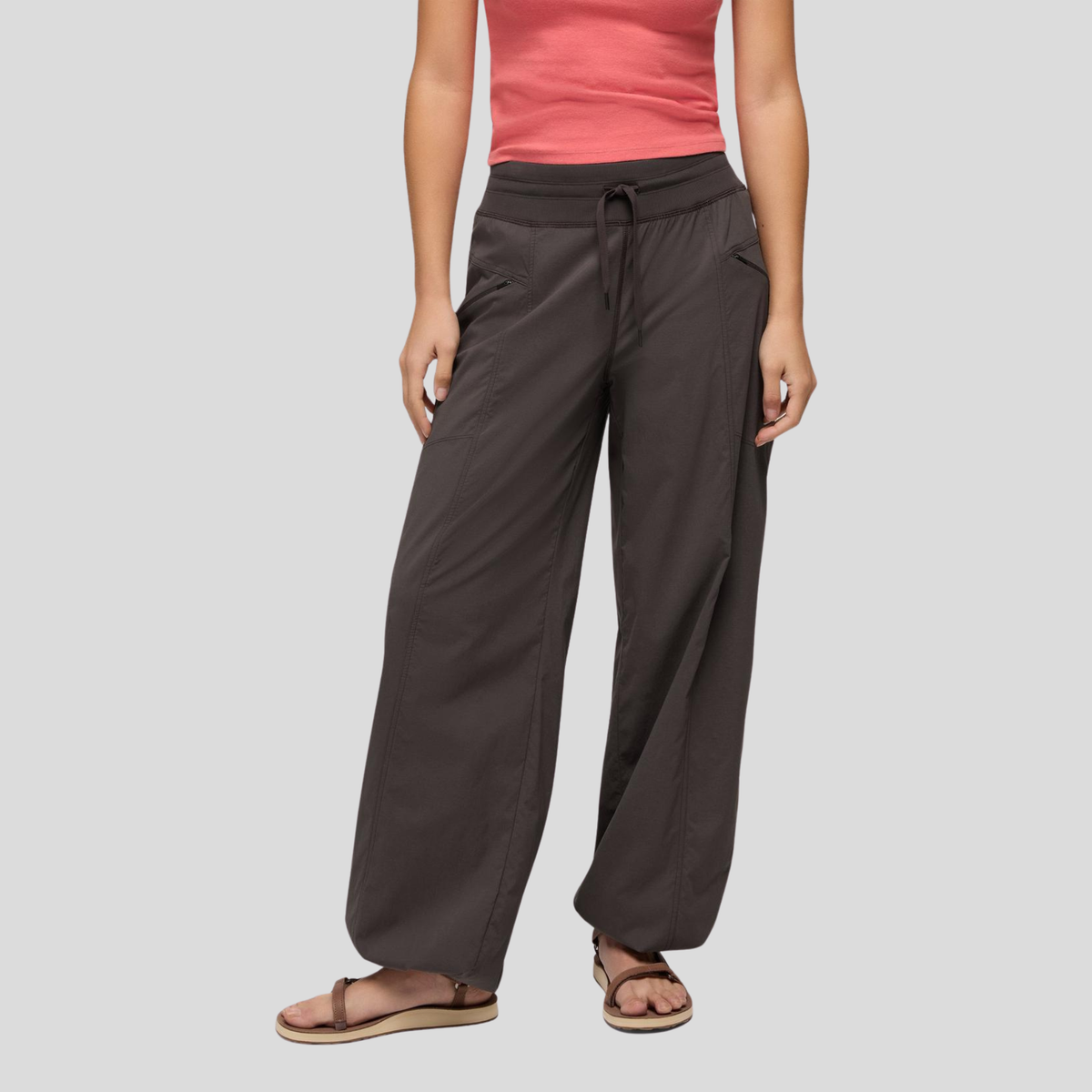 Prana Womens Koen Mid Rise Wide Leg Pant-Basalt