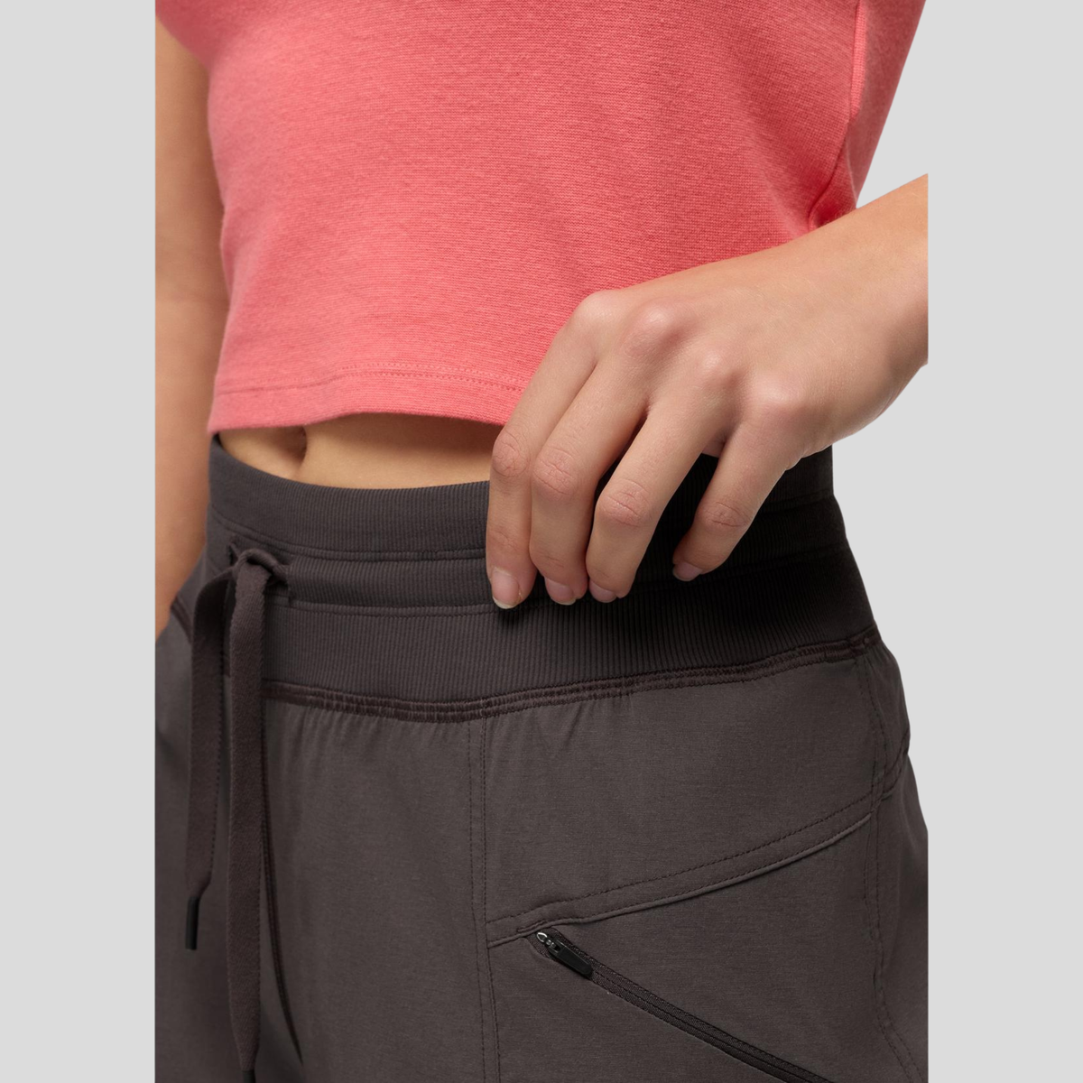 Prana Womens Koen Mid Rise Wide Leg Pant-Basalt