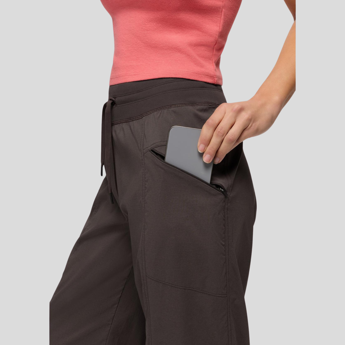 Prana Womens Koen Mid Rise Wide Leg Pant-Basalt