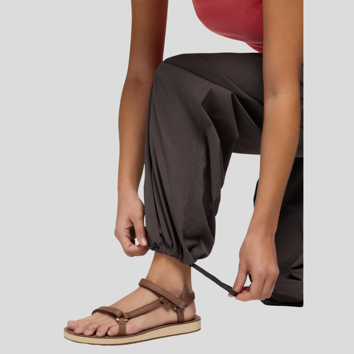 Prana Womens Koen Mid Rise Wide Leg Pant-Basalt