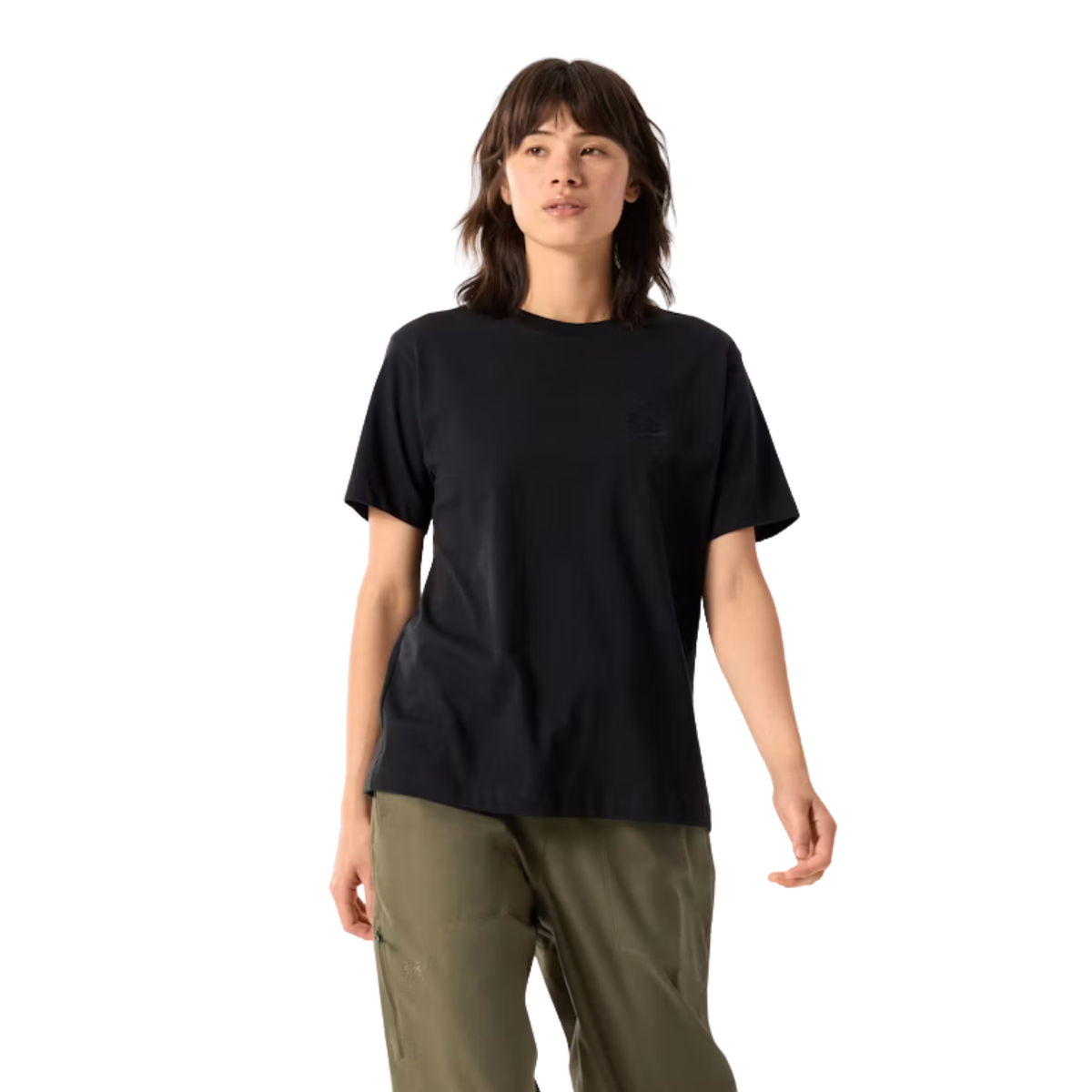 Arcteryx Womens Kragg Cotton Little Bird Crew SS-Black & Black