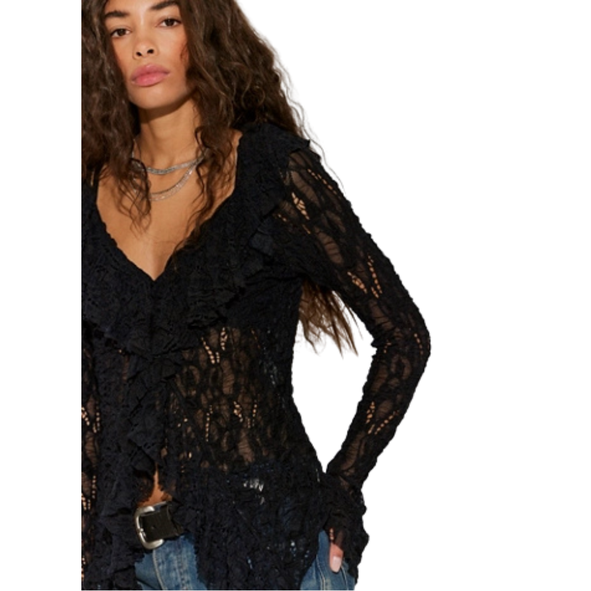 Free People Womens Laney Cardi-Black