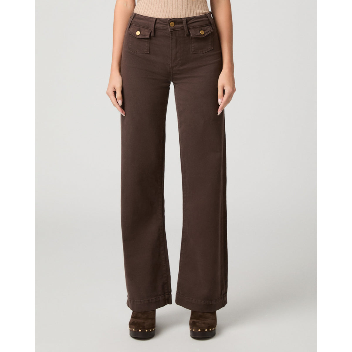 Paige Premium Denim Womens Leenah 32" w/ Mini Patch Pockets in Rich Chocolate