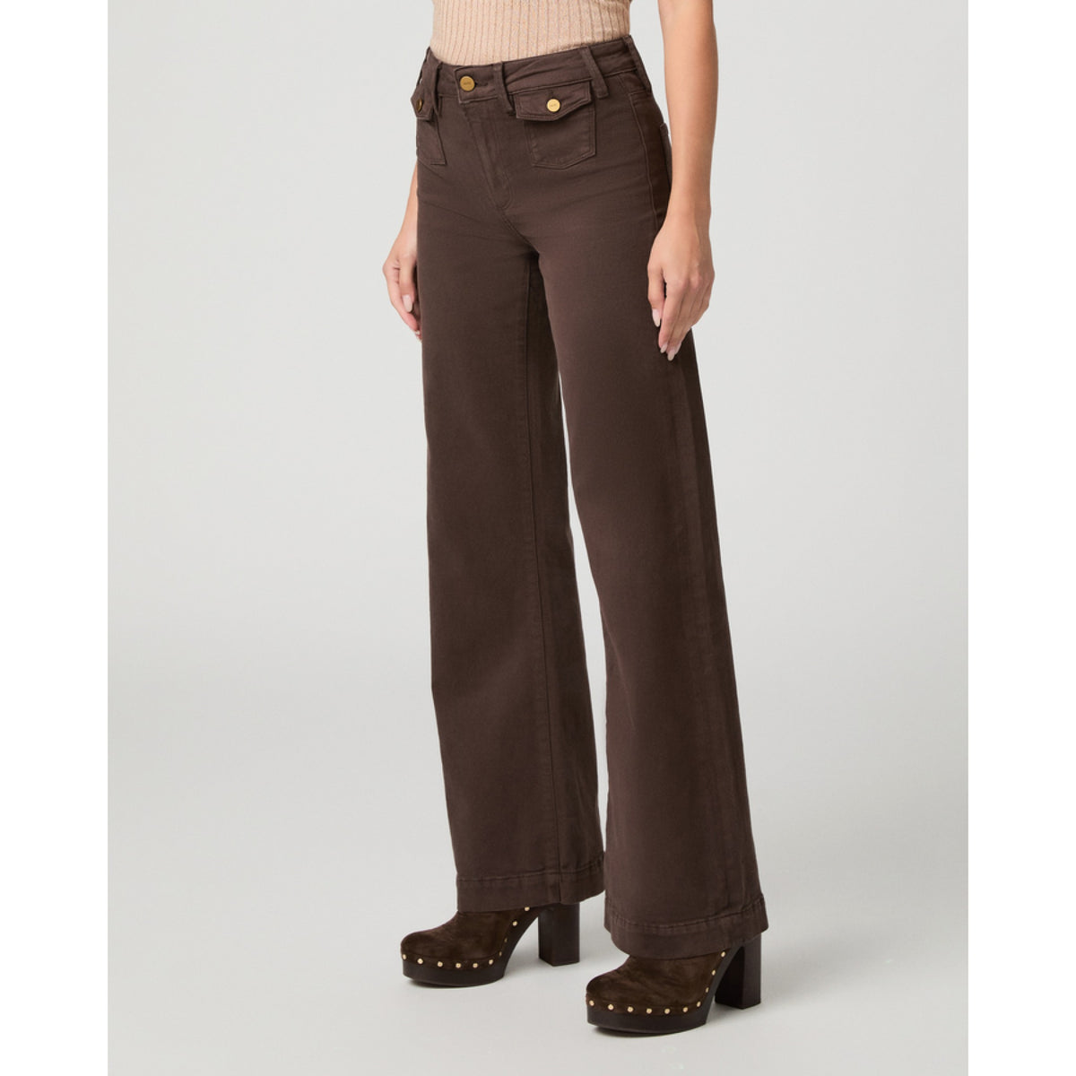 Paige Premium Denim Womens Leenah 32" w/ Mini Patch Pockets in Rich Chocolate