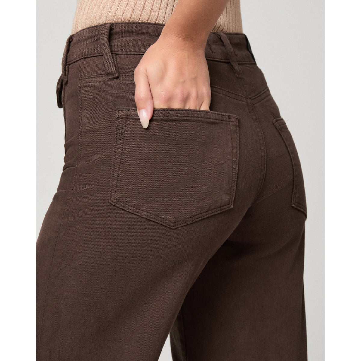 Paige Premium Denim Womens Leenah 32" w/ Mini Patch Pockets in Rich Chocolate