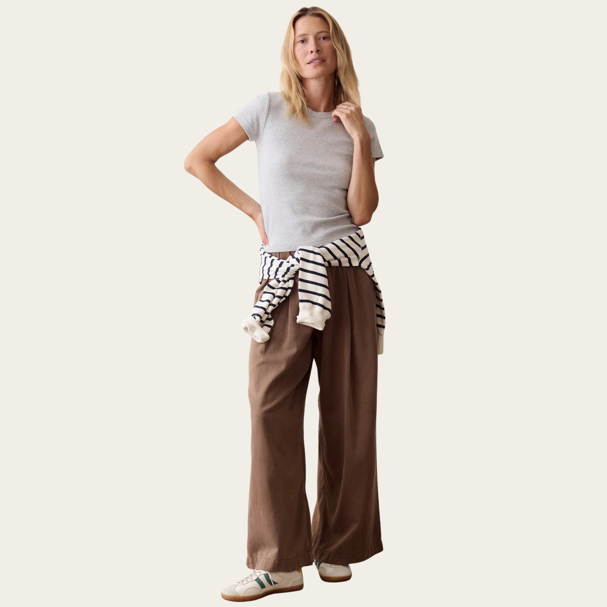 Marine Layer Womens Lexi Rib Sun-In Crew Tee in Heather Grey