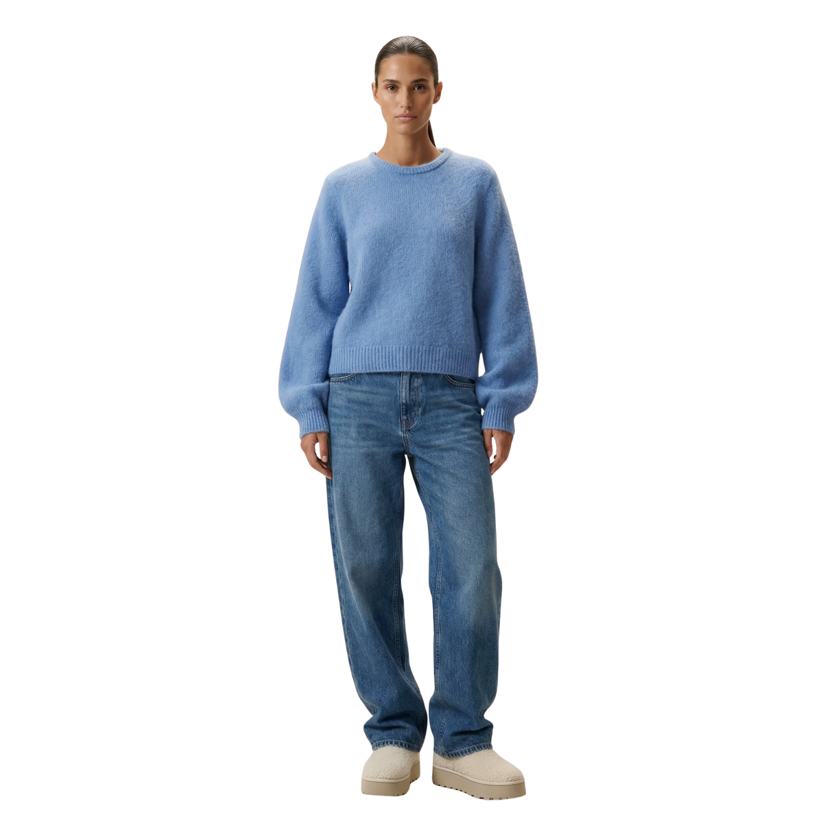 Americandreams Womens Liana Round Neck Pullover-Sky