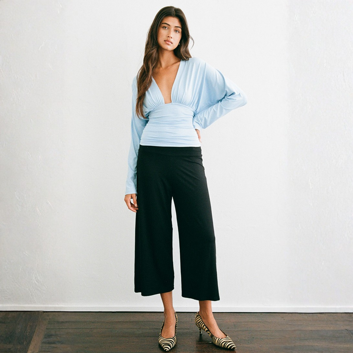 Motel Rocks Womens Lilro Top in Cool Blue-Cool Blue
