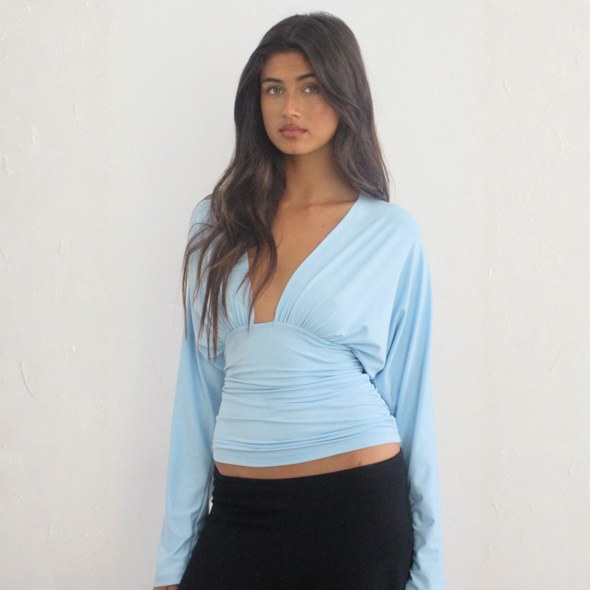 Motel Rocks Womens Lilro Top in Cool Blue-Cool Blue