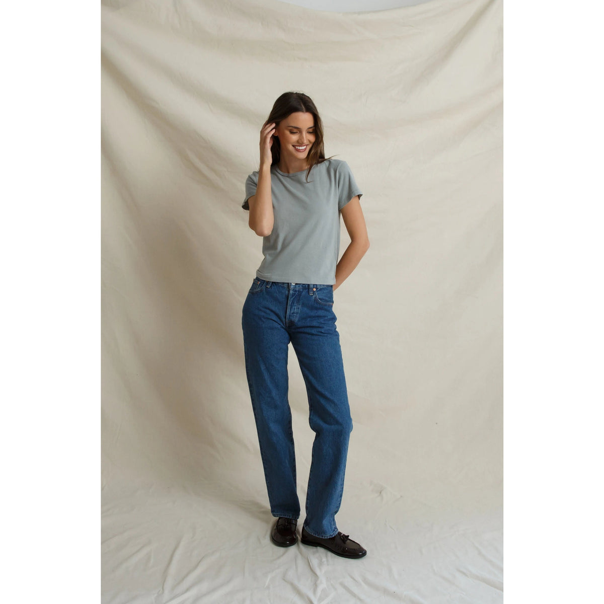 Perfect White Tee Womens Lisa Recycle Cotton Slim Crew Tee