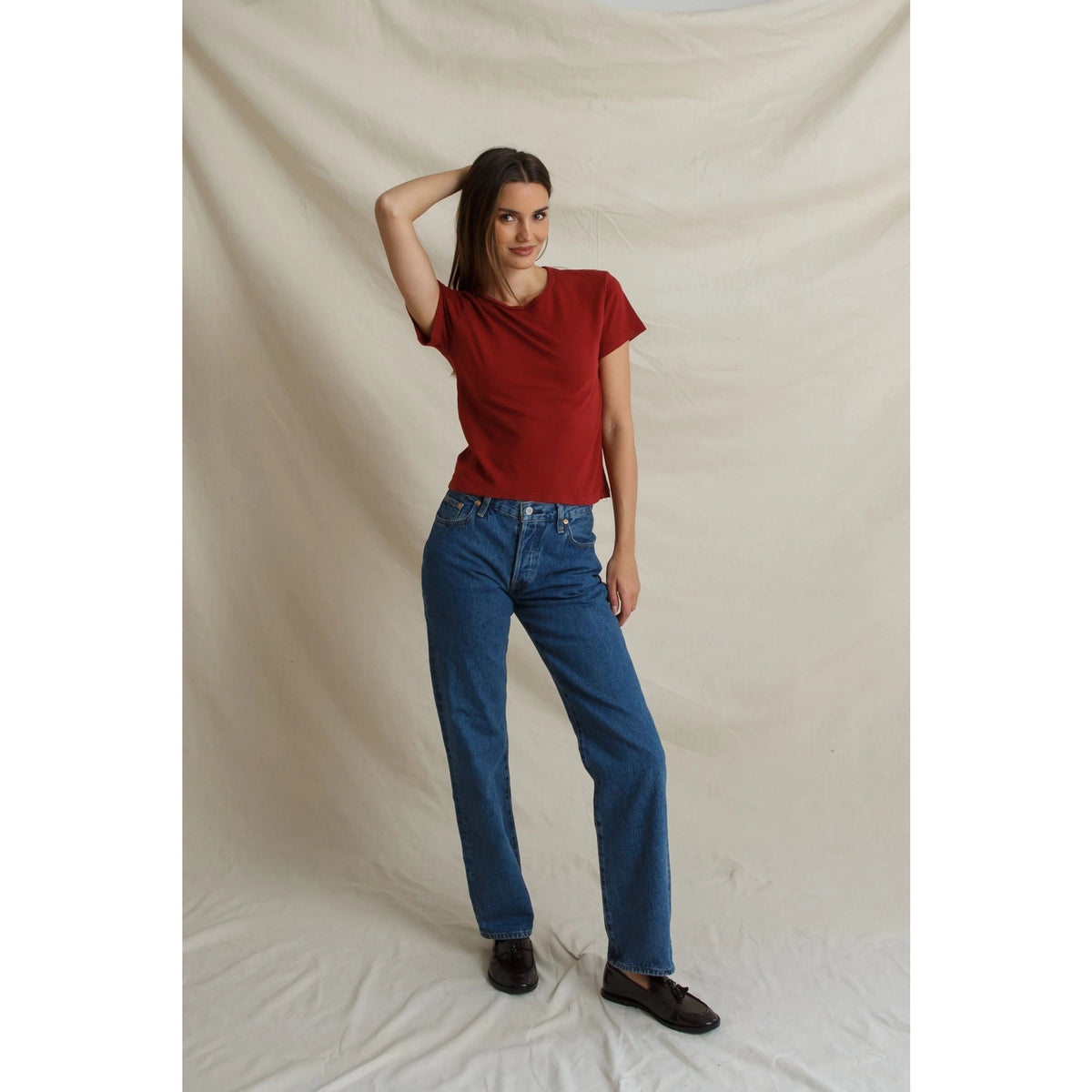 Perfect White Tee Womens Lisa Recycle Cotton Slim Crew Tee
