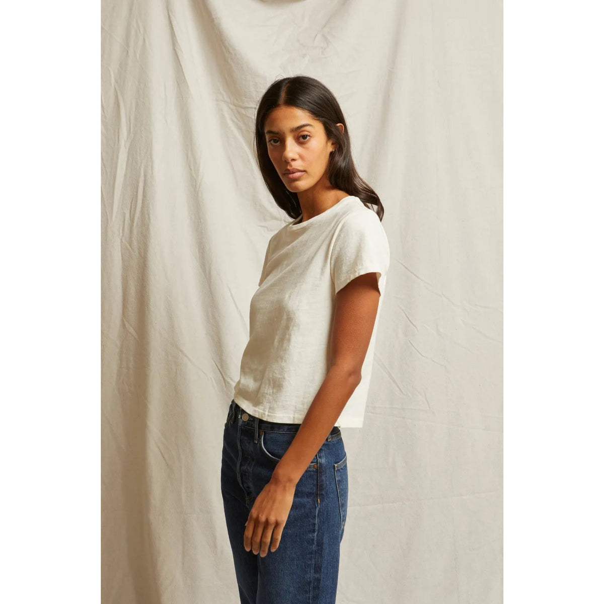 Perfect White Tee Womens Lisa Recycle Cotton Slim Crew Tee