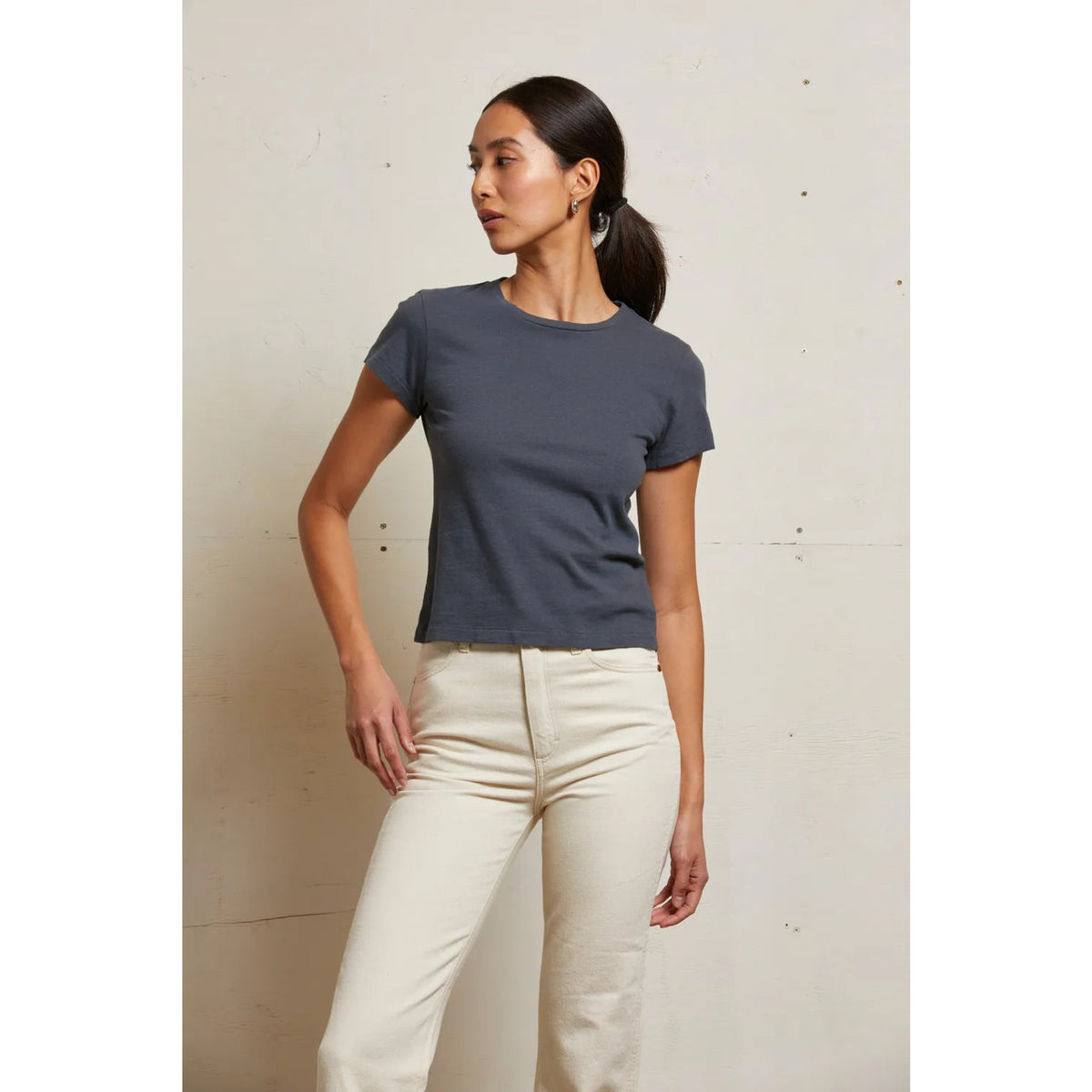 Perfect White Tee Womens Lisa Recycle Cotton Slim Crew Tee