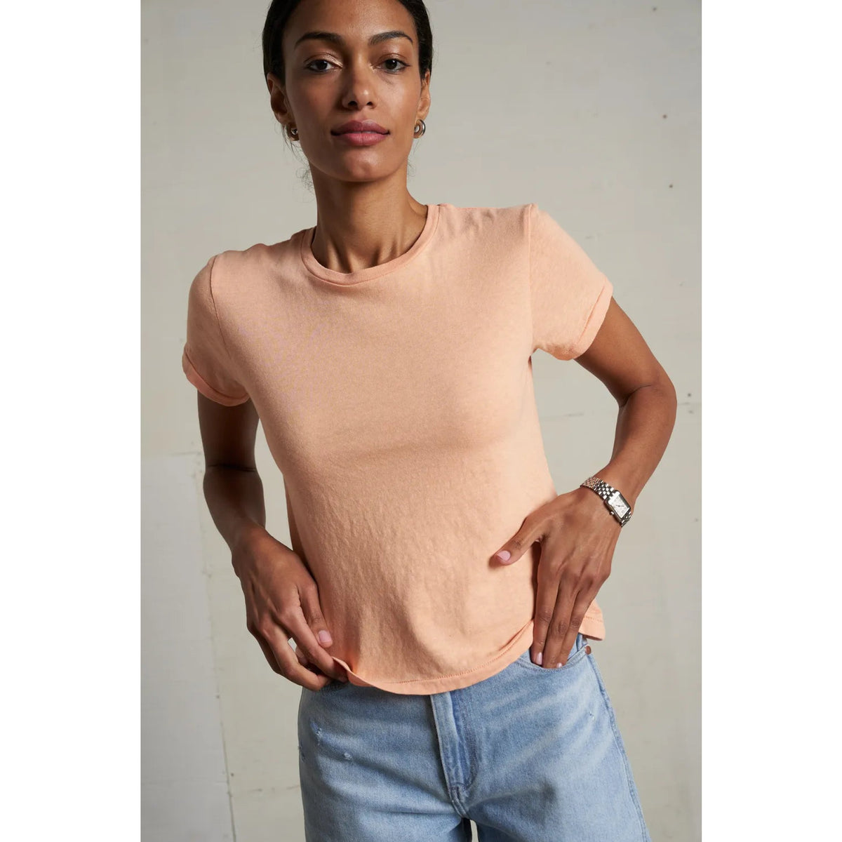 Perfect White Tee Womens Lisa Recycle Cotton Slim Crew Tee