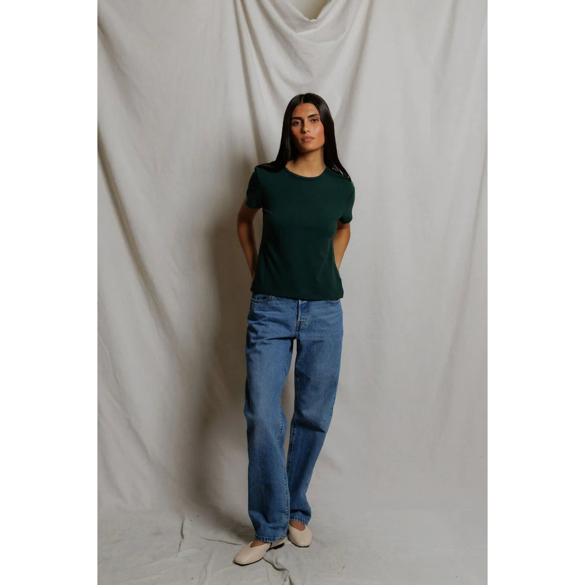 Perfect White Tee Womens Lisa Recycle Cotton Slim Crew Tee