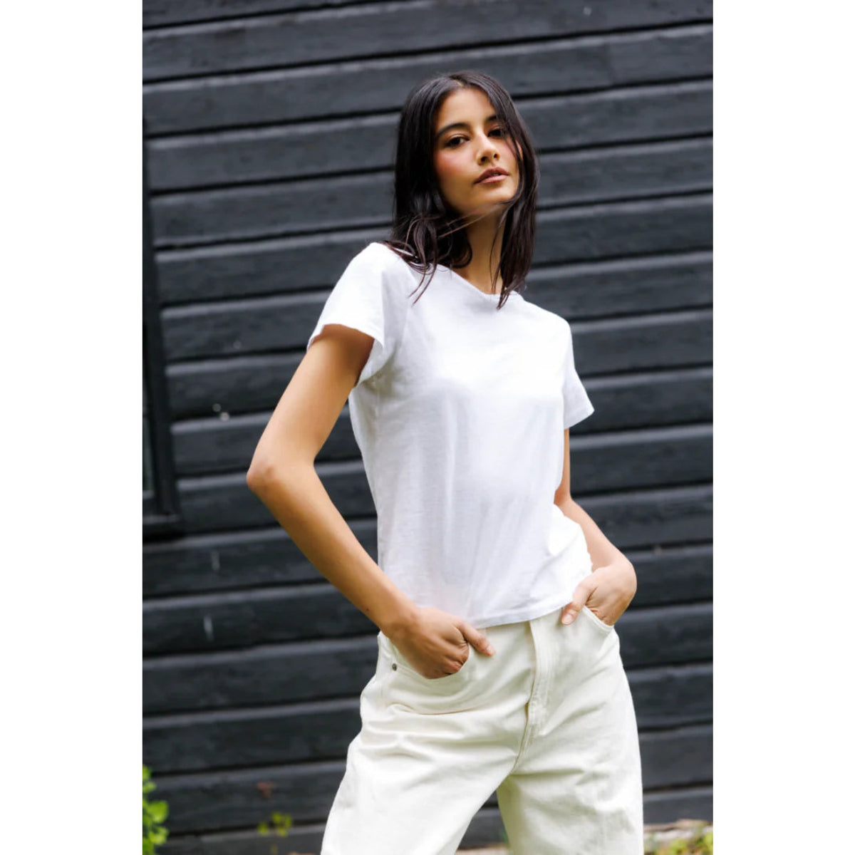 Perfect White Tee Womens Lisa Recycle Cotton Slim Crew Tee