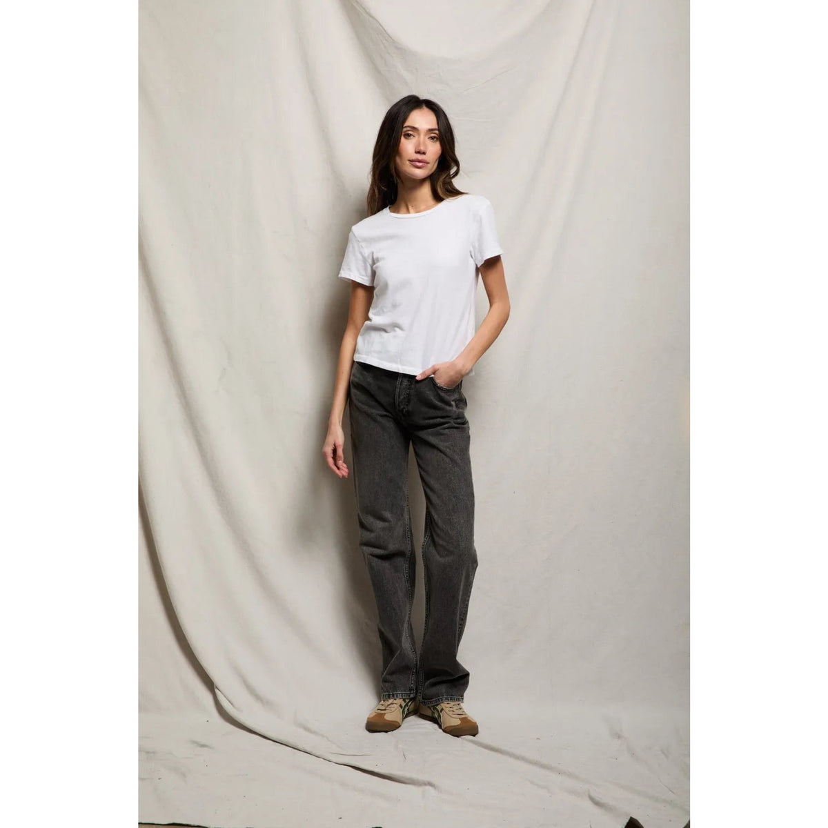 Perfect White Tee Womens Lisa Recycle Cotton Slim Crew Tee