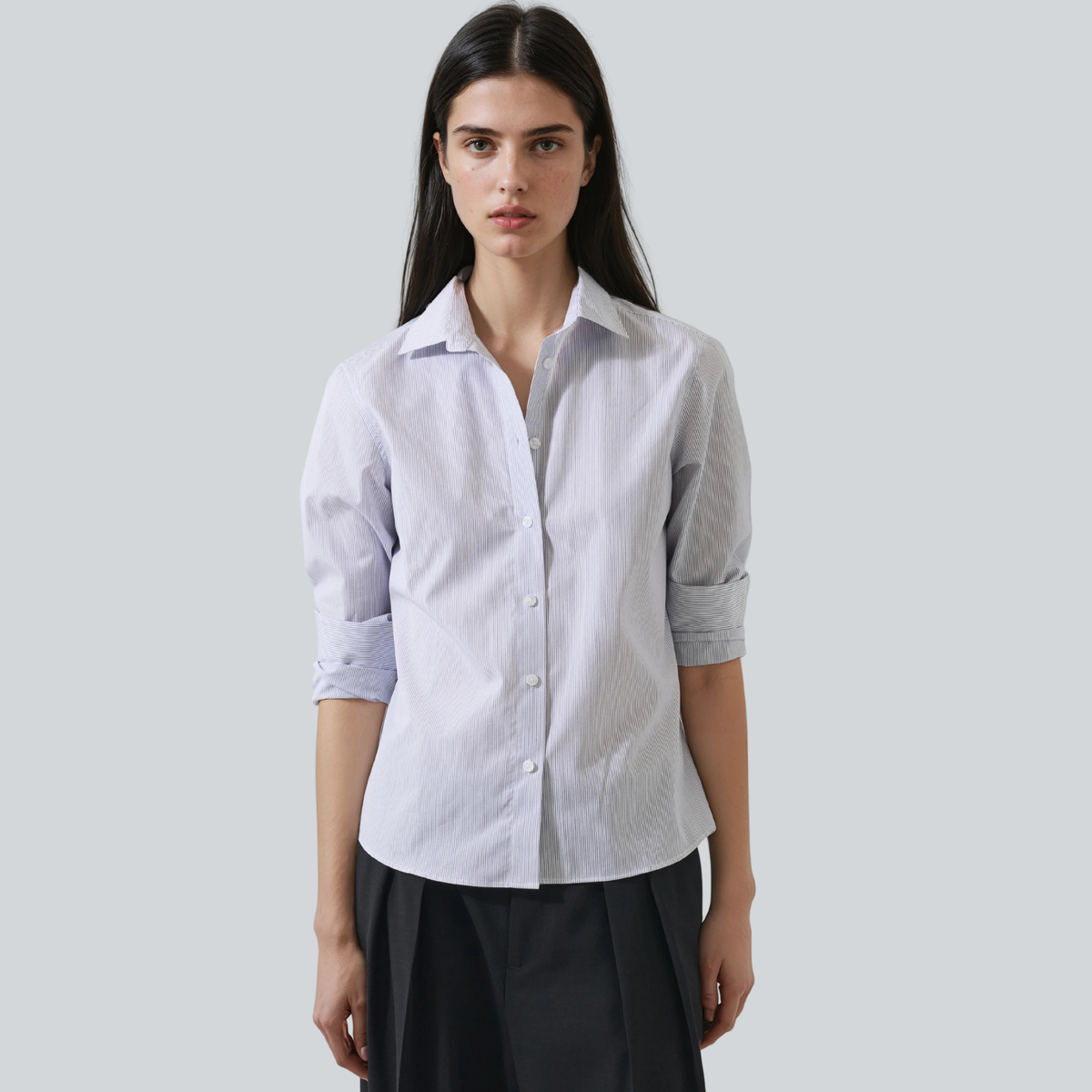 Patrick Assaraf Womens Long Sleeve Cotton Classic Shirt-431_Windsor Blue