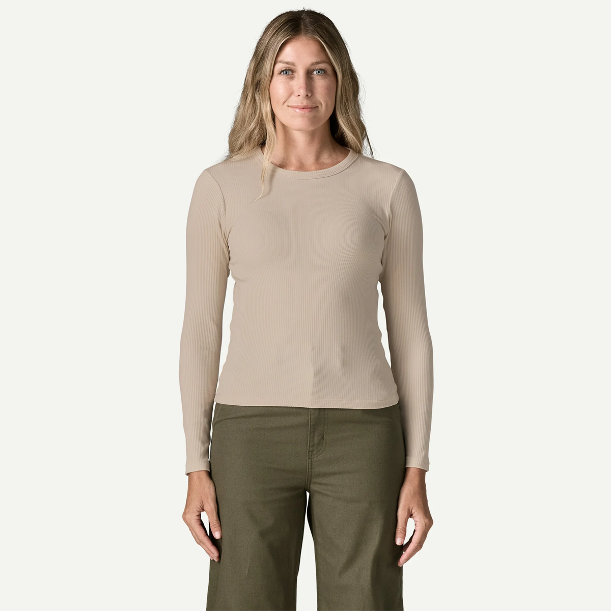 Patagonia Womens Long Sleeve Rib Knit Top- Pumice