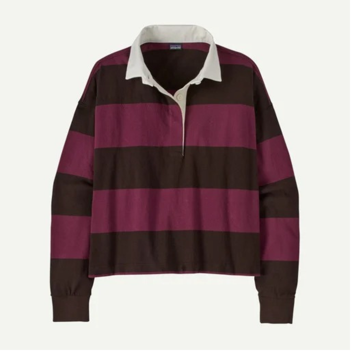 Patagonia Womens Long Sleeve Rugby Shirt-Wide Stripe: Berry Fig