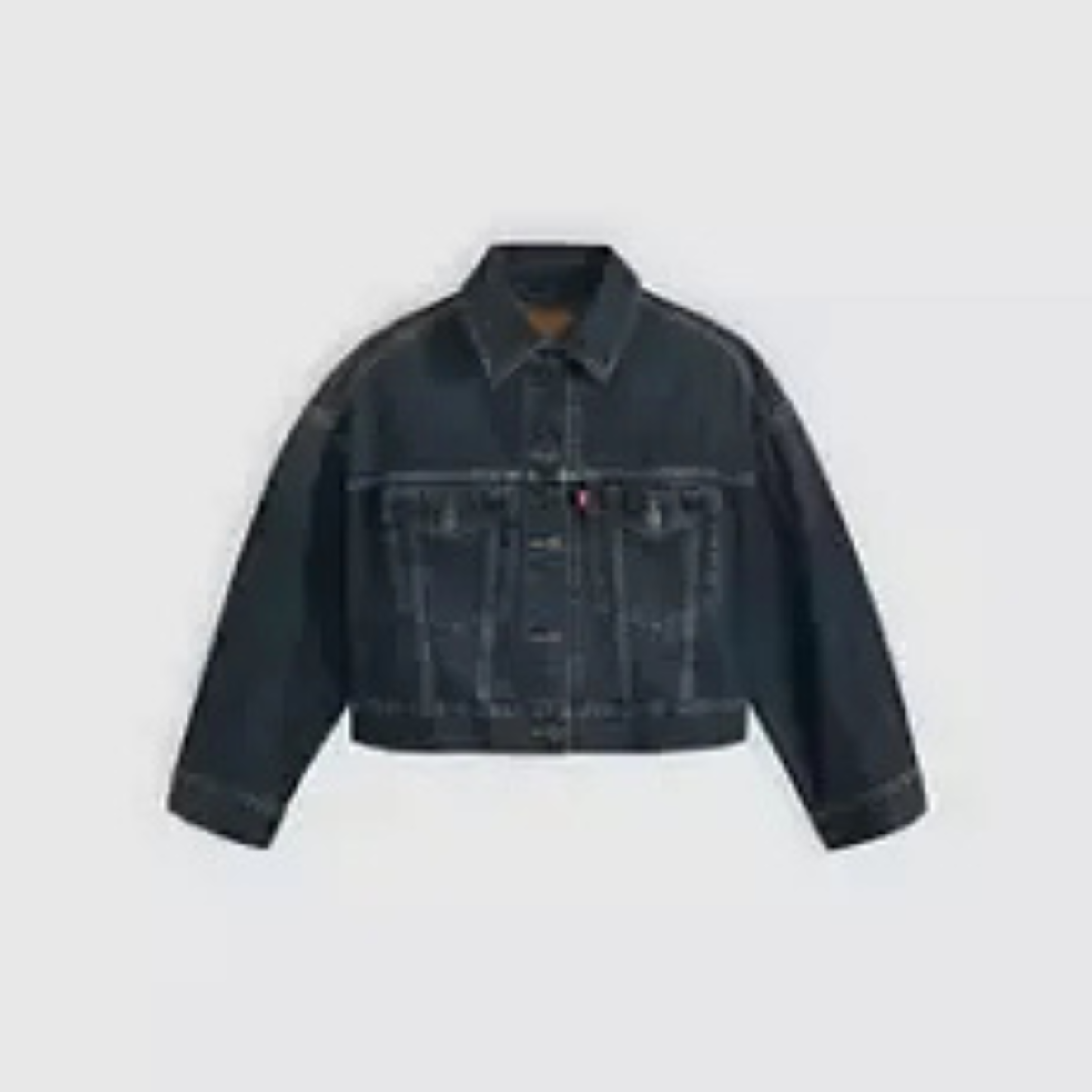Levis Premium Womens Loose Crop Trucker in High Vibration Trucker-High Vibration Trucker - Dark Wash