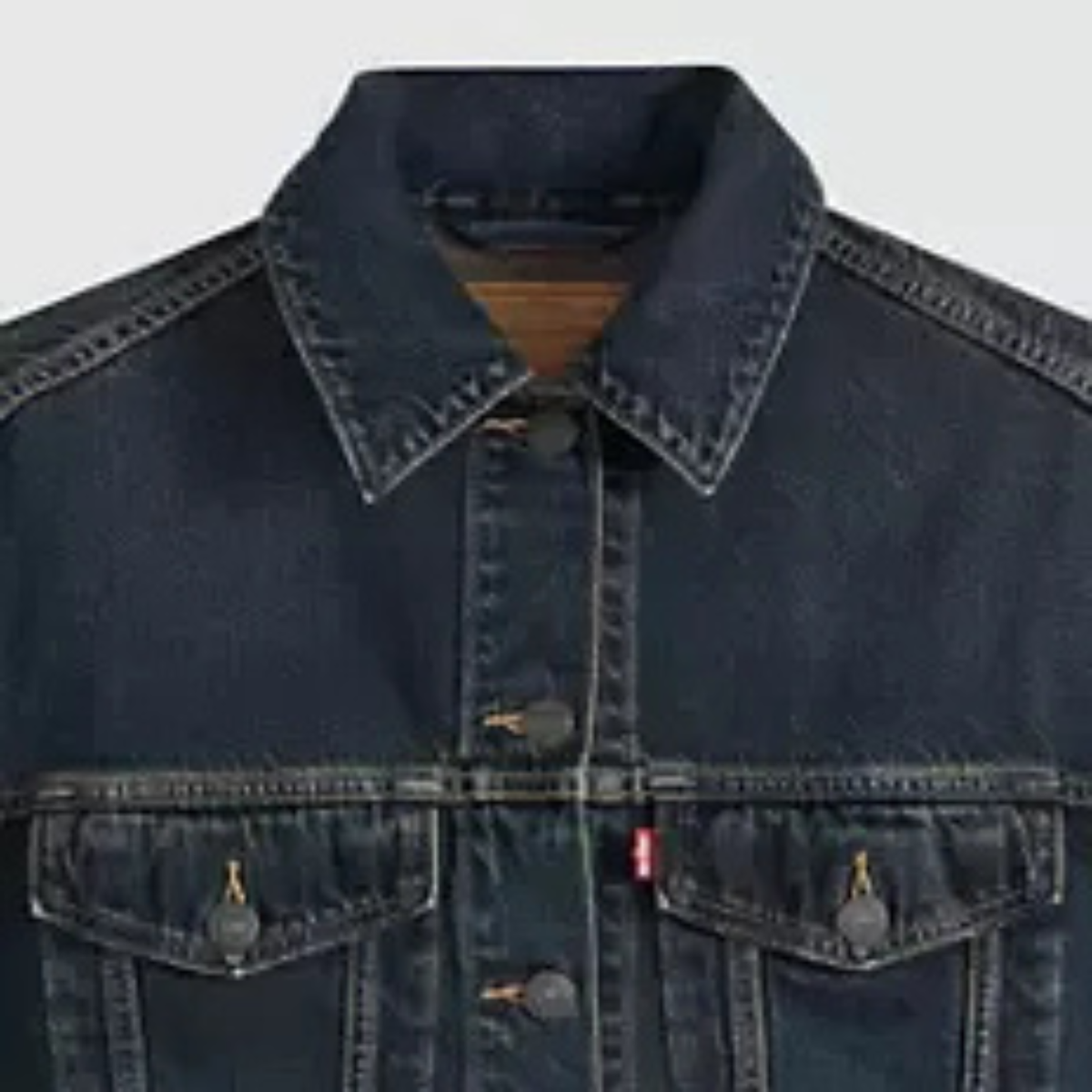 Levis Premium Womens Loose Crop Trucker in High Vibration Trucker-High Vibration Trucker - Dark Wash