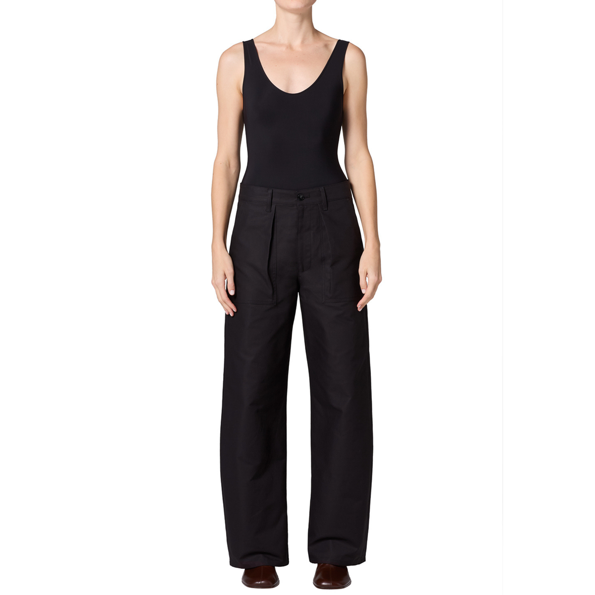 Agolde Womens Low Curve Utility in Sateen-Black