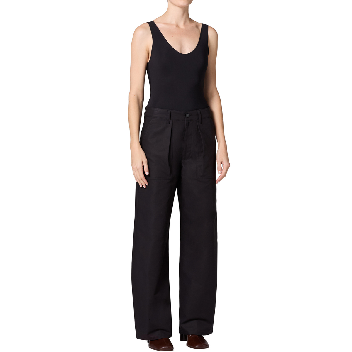 Agolde Womens Low Curve Utility in Sateen-Black