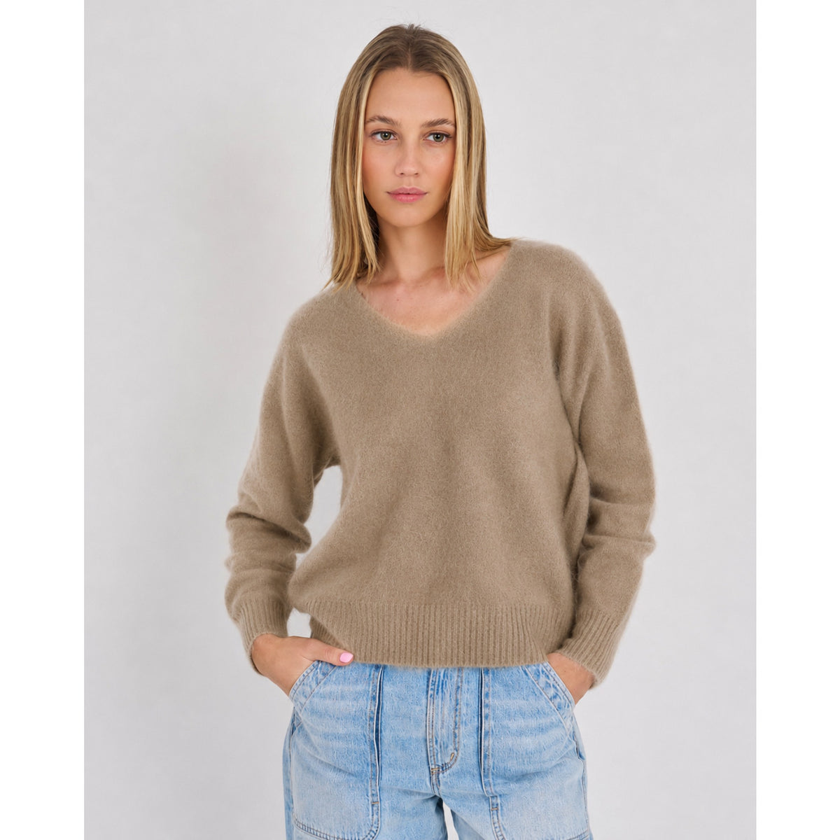 Archer Cashmere Womens Luna Brushed Cashmere Vee