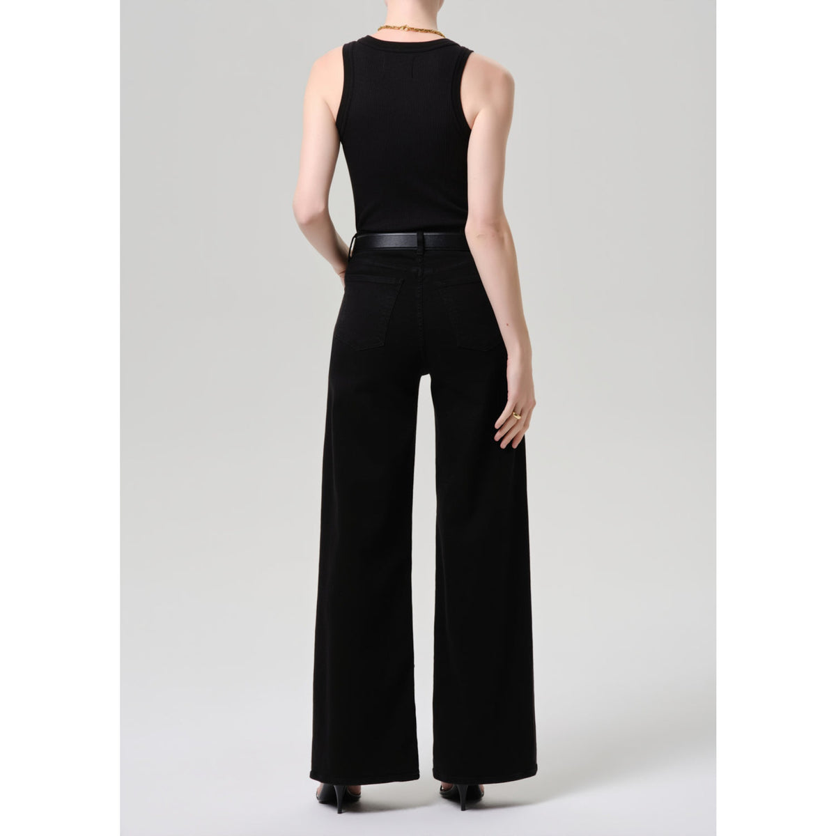 Citizens Of Humanity Womens Lyra Long Wide Leg in Plush Black-Plush Black