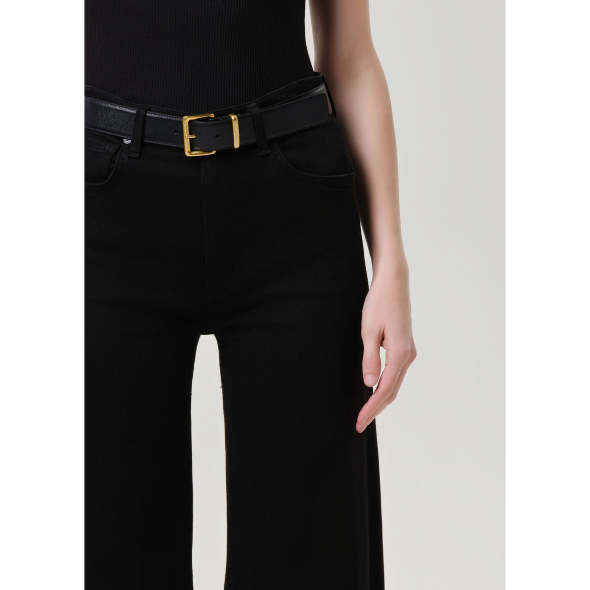 Citizens Of Humanity Womens Lyra Long Wide Leg in Plush Black-Plush Black