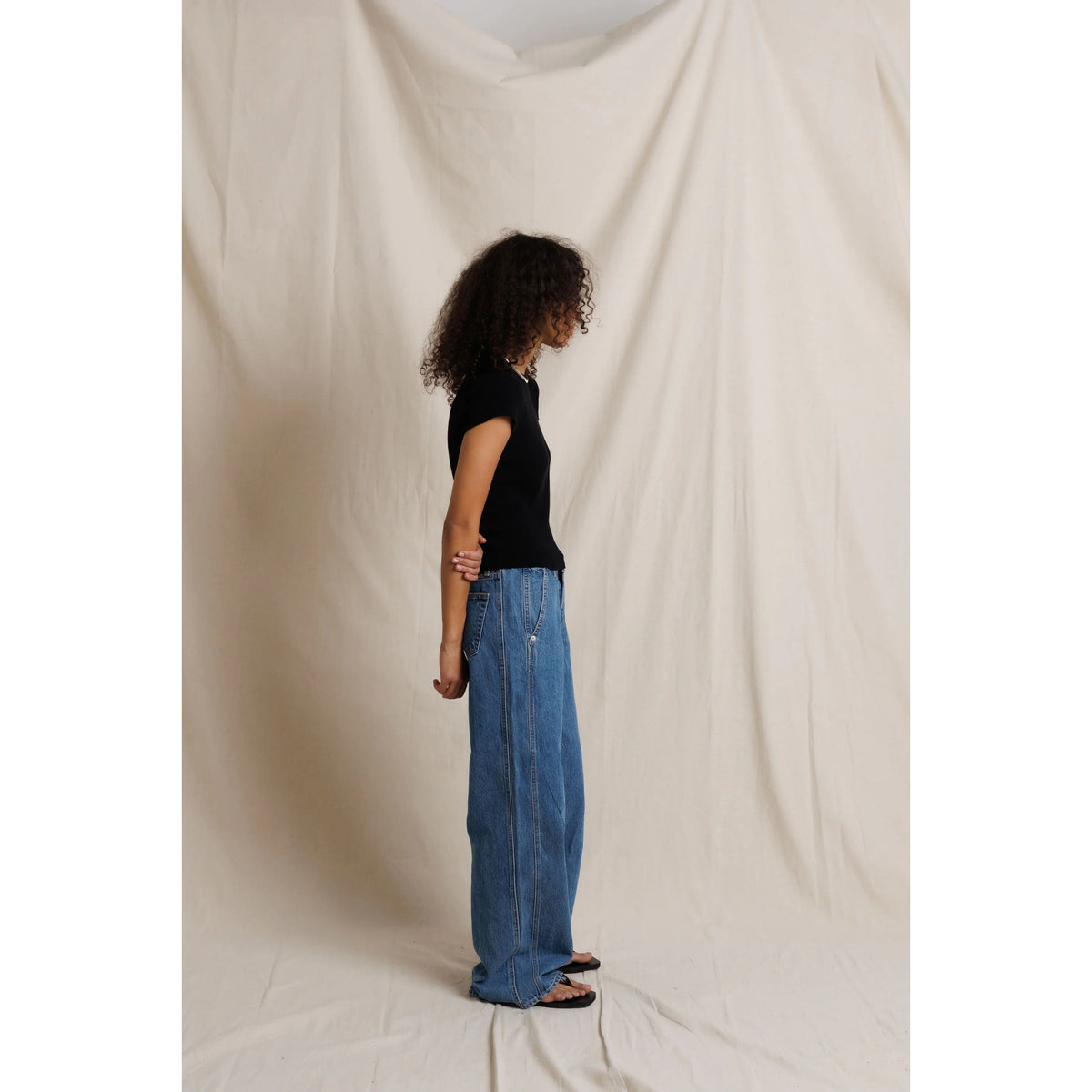 Perfect White Tee Womens Macy Recycled Cotton Rib Crew Neck Tee - True Black