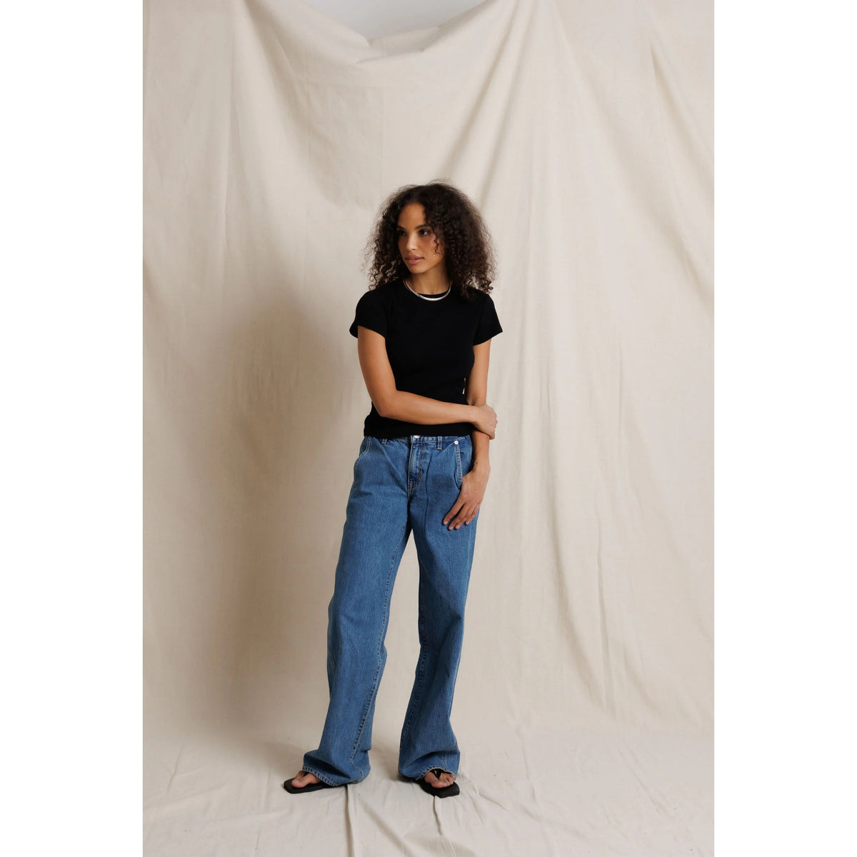 Perfect White Tee Womens Macy Recycled Cotton Rib Crew Neck Tee - True Black