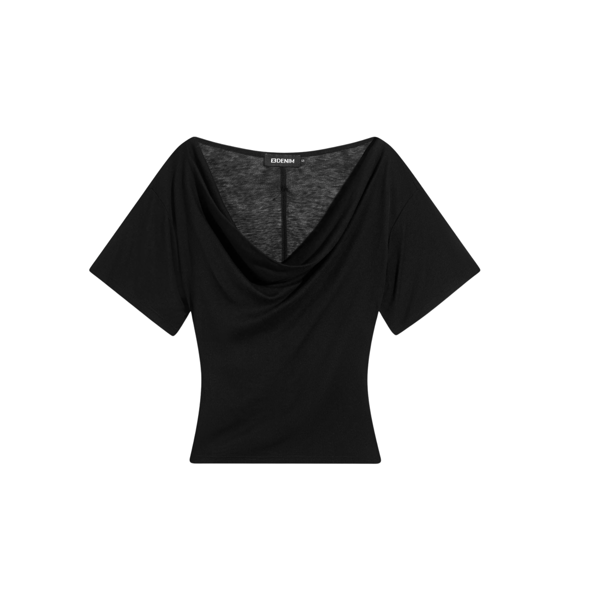 EB Denim Womens Madeo Cowl Neck Tee-Black