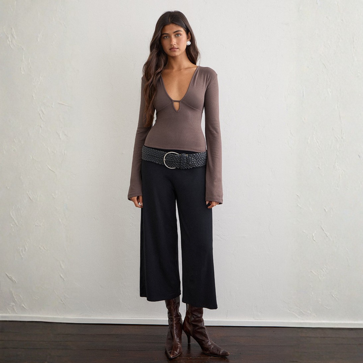 Motel Rocks Womens Mahkota Top in Thick Rib Coffee Quartz-Thick Rib Coffee Quartz