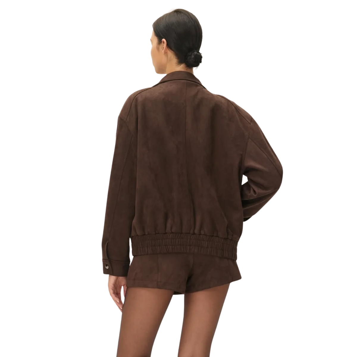 Elodie Womens Marceau Faux Suede Jacket-Chocolate Fondant