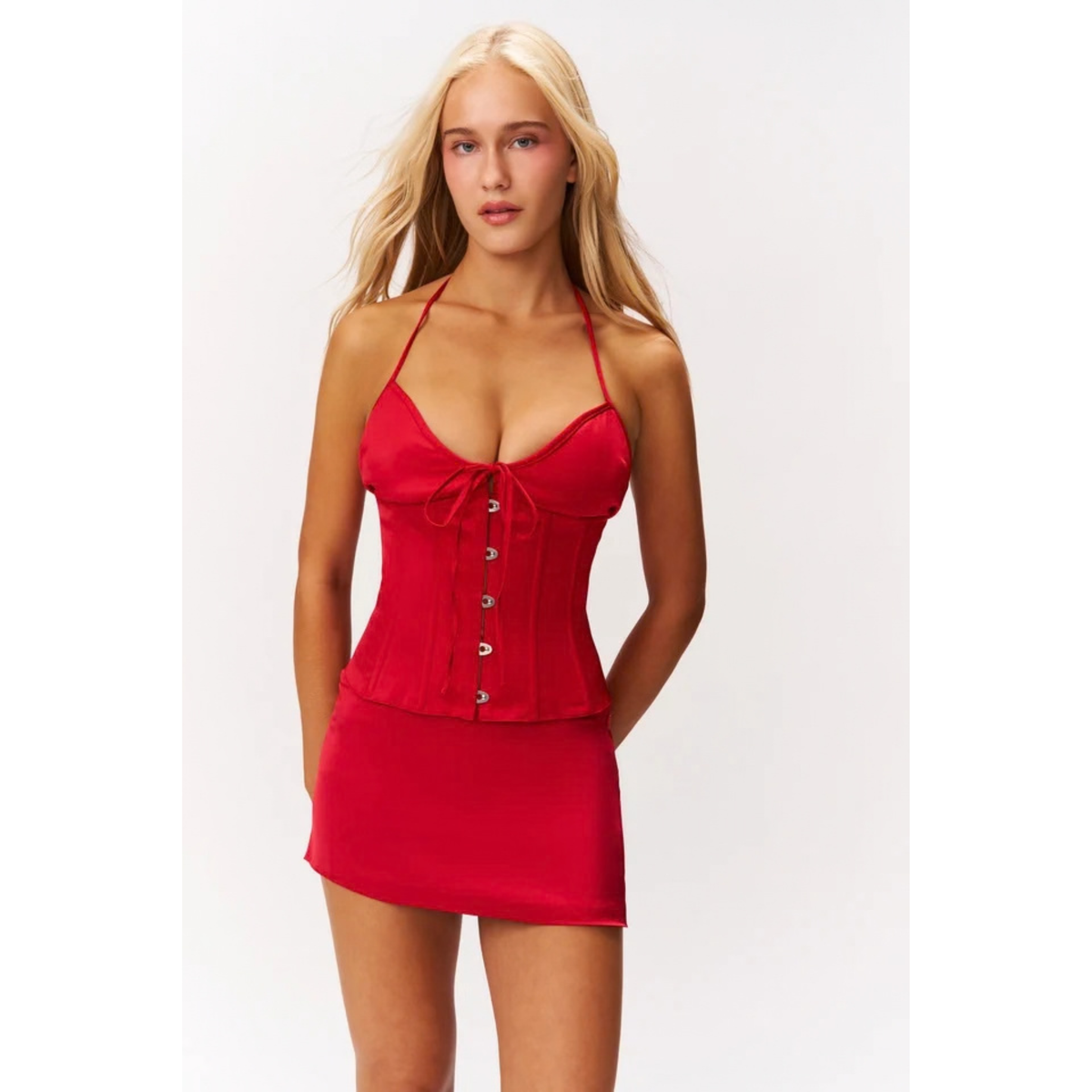 Guizio Womens Marini Corset Top-Red Love 610