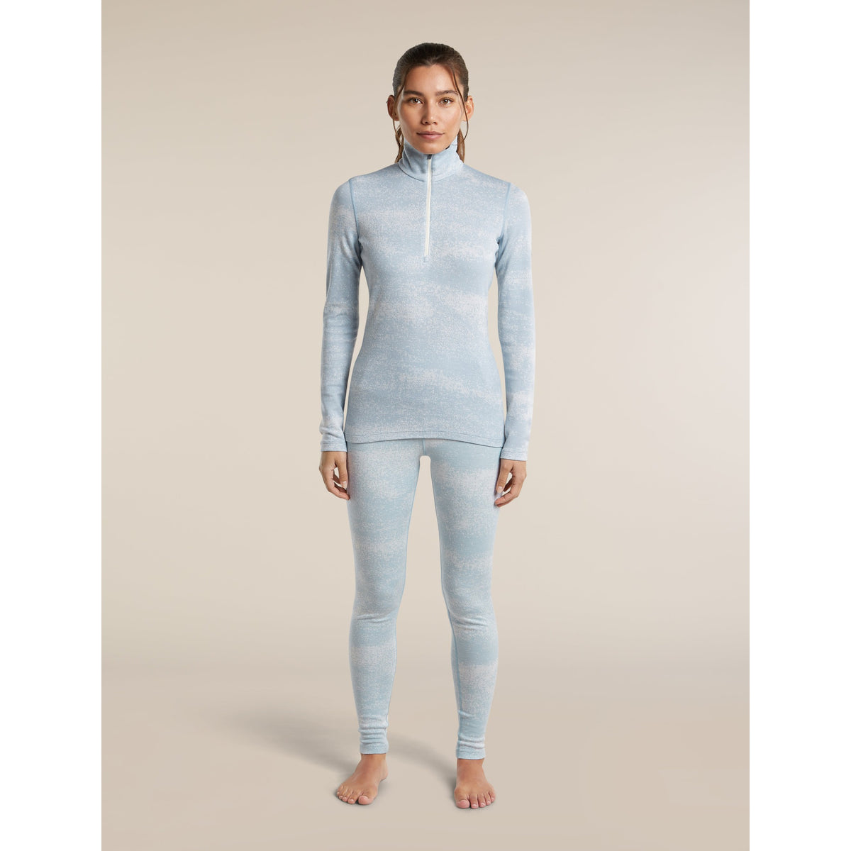 Icebreaker Womens Merino 260 Tech Vertex High Rise Leggings Chillwave - Snow/Zinc Blue/J