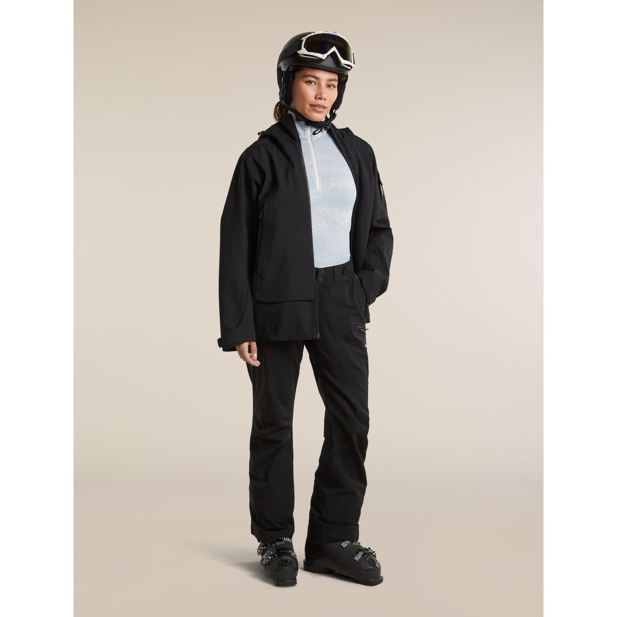 Icebreaker Womens Merino 260 Tech Vertex High Rise Leggings Chillwave - Snow/Zinc Blue/J