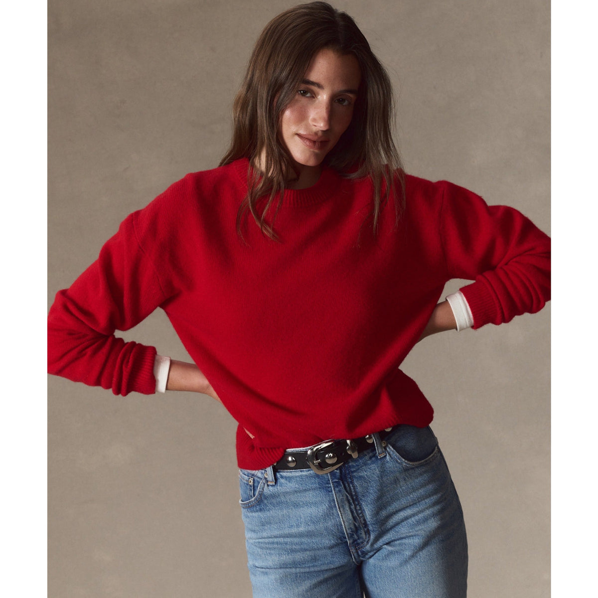 Marine Layer Womens Merino Crewneck Sweater in Crimson - Crimson