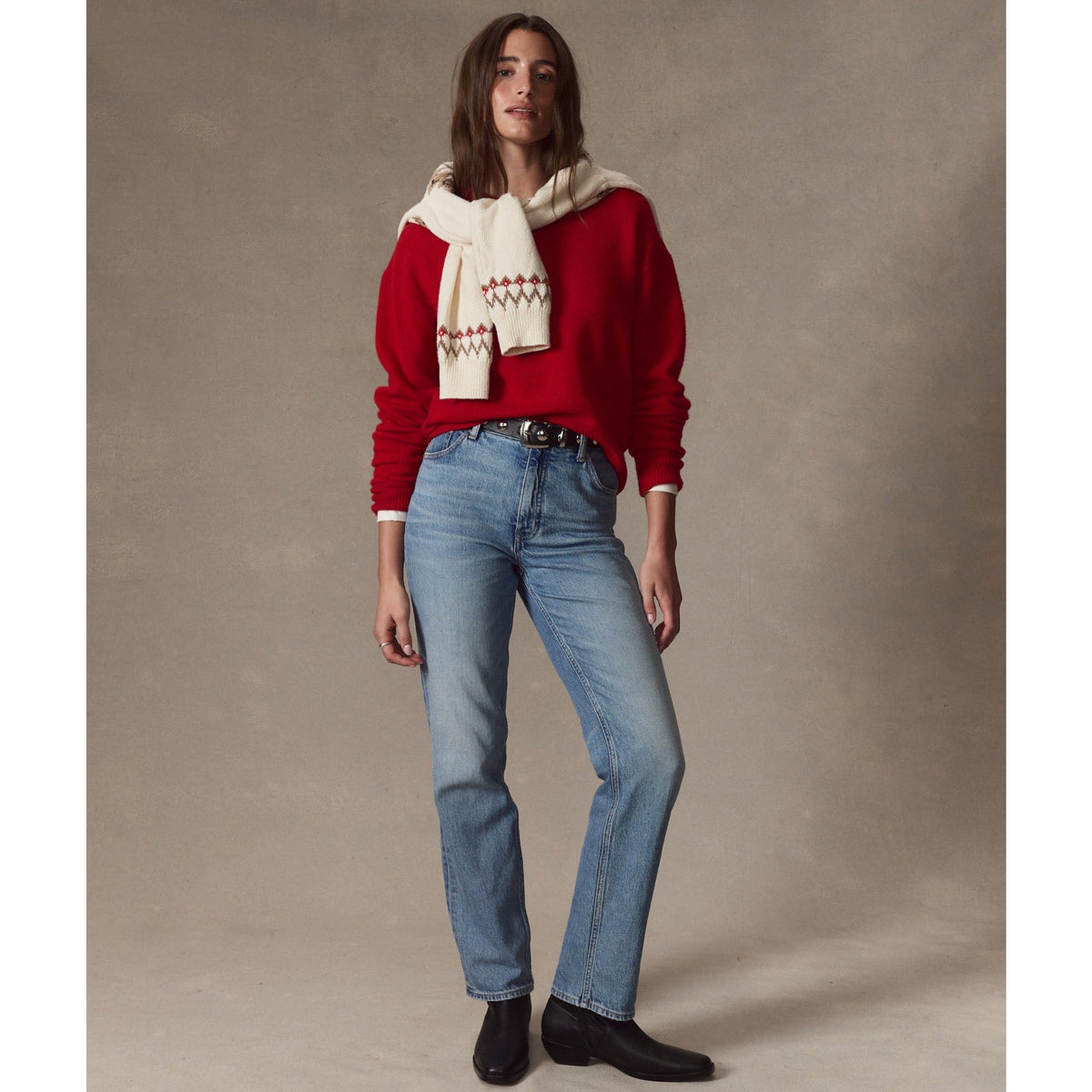 Marine Layer Womens Merino Crewneck Sweater in Crimson - Crimson