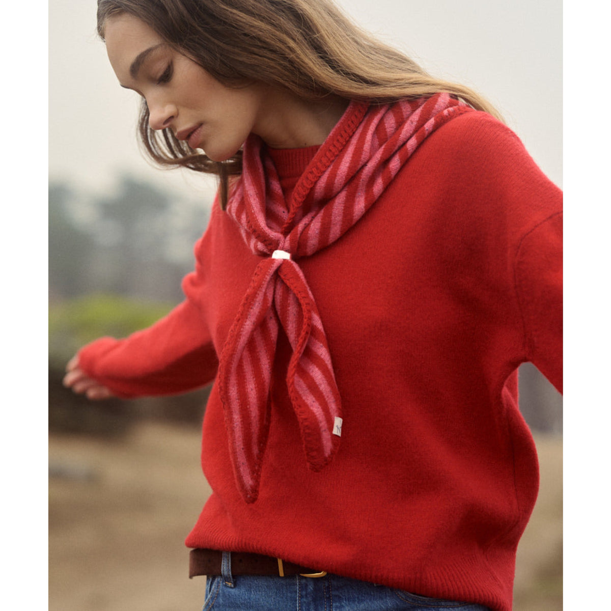 Marine Layer Womens Merino Crewneck Sweater in Crimson - Crimson