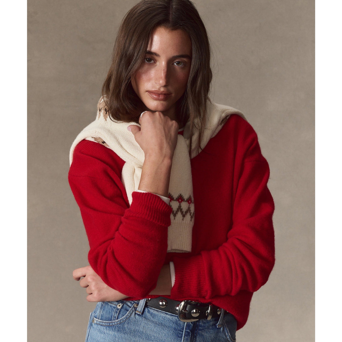 Marine Layer Womens Merino Crewneck Sweater in Crimson - Crimson