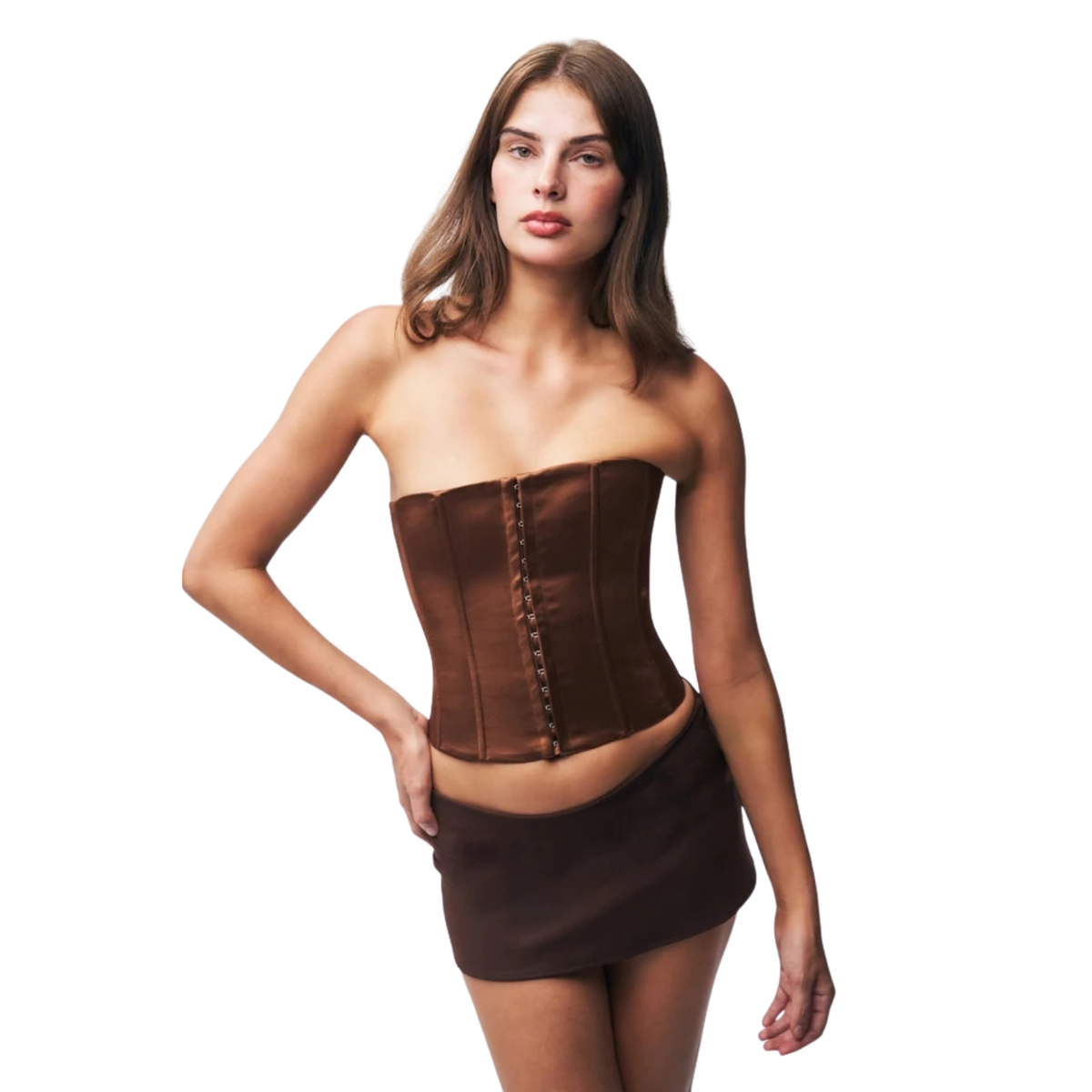 Guizio Womens Micro Mini Stretch Skirt-Brown