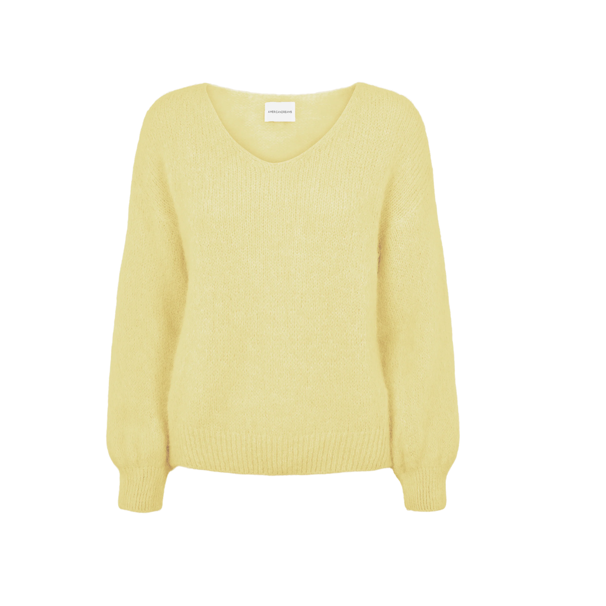 Americiandreams Womens Milana Long Sleeve Alpaca Pullover-Light Yellow