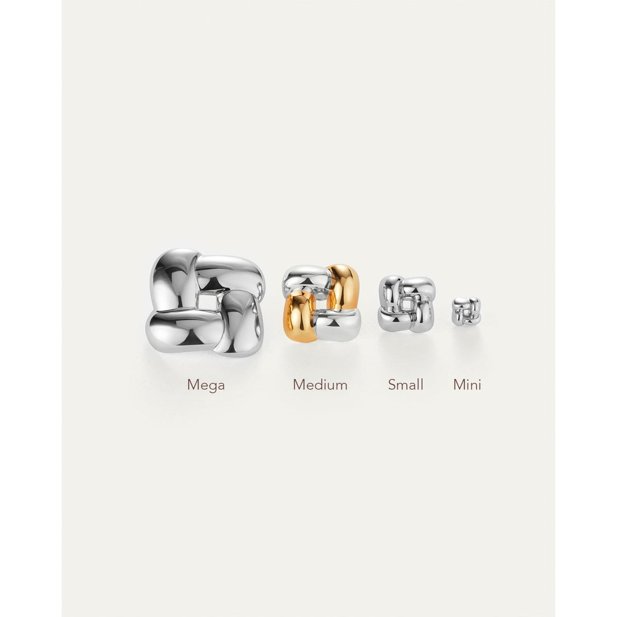 Jenny Bird Womens Mini Woven Square Earrings in High Polish Silver - Silver