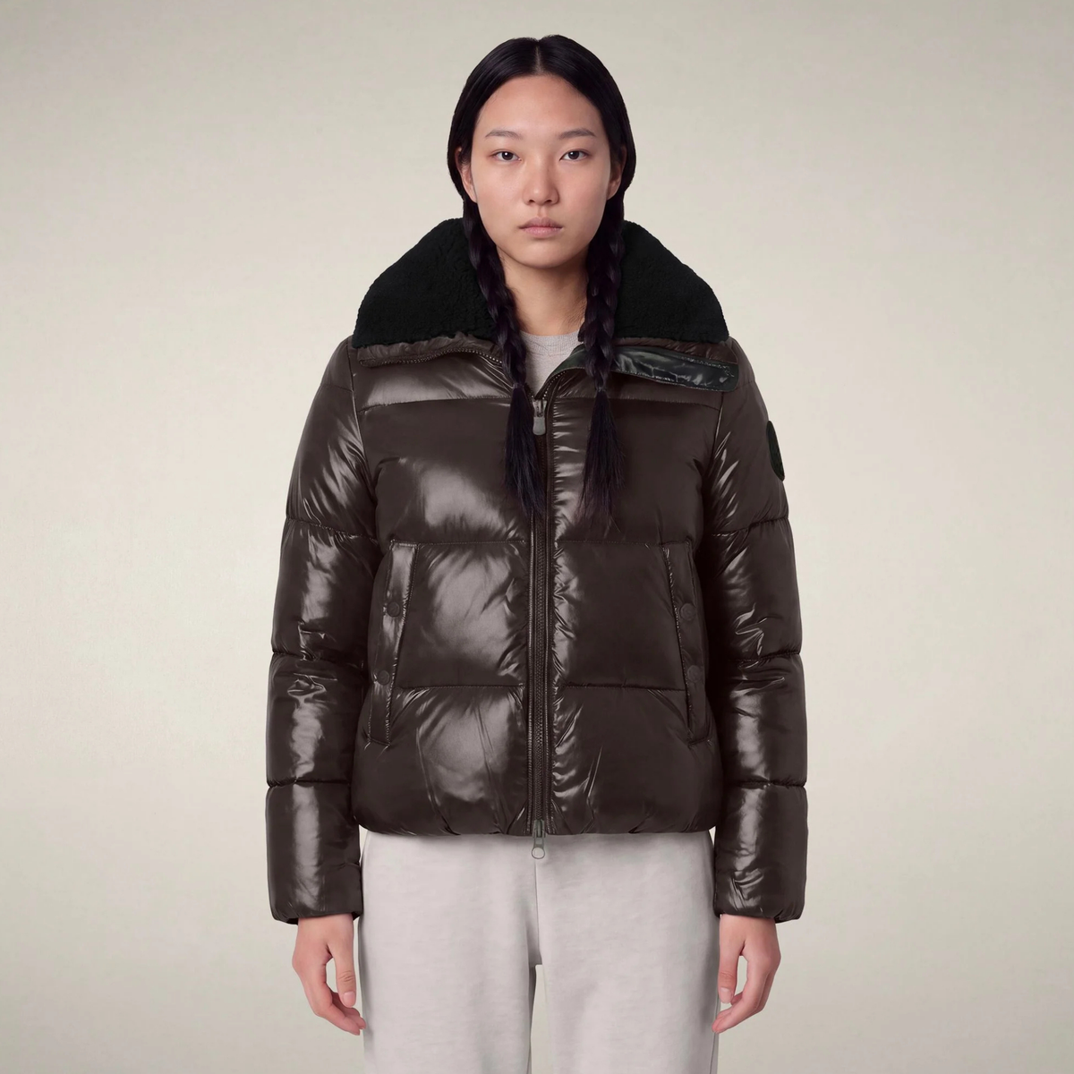 Save The Duck Womens Moma Jacket LOVE23-40009_Brown Black
