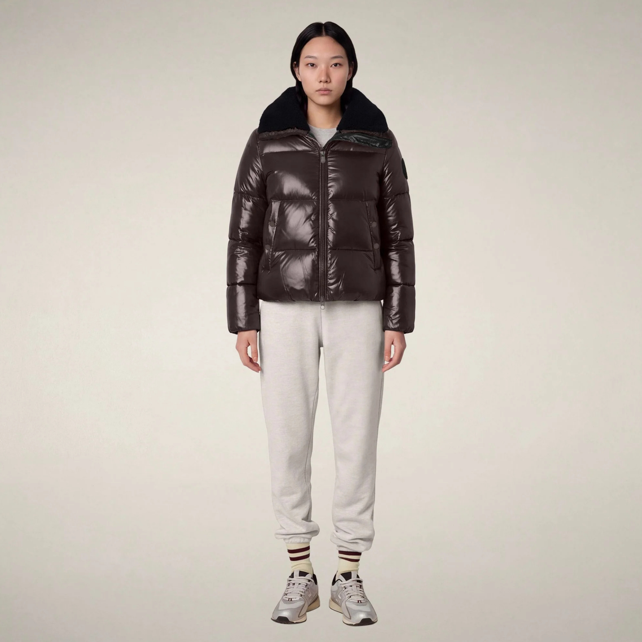Save The Duck Womens Moma Jacket LOVE23-40009_Brown Black