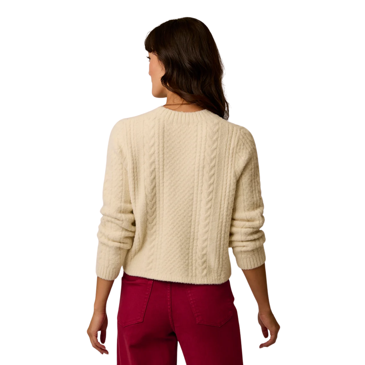 Carve Designs Womens Monroe Cable Sweater-Cream
