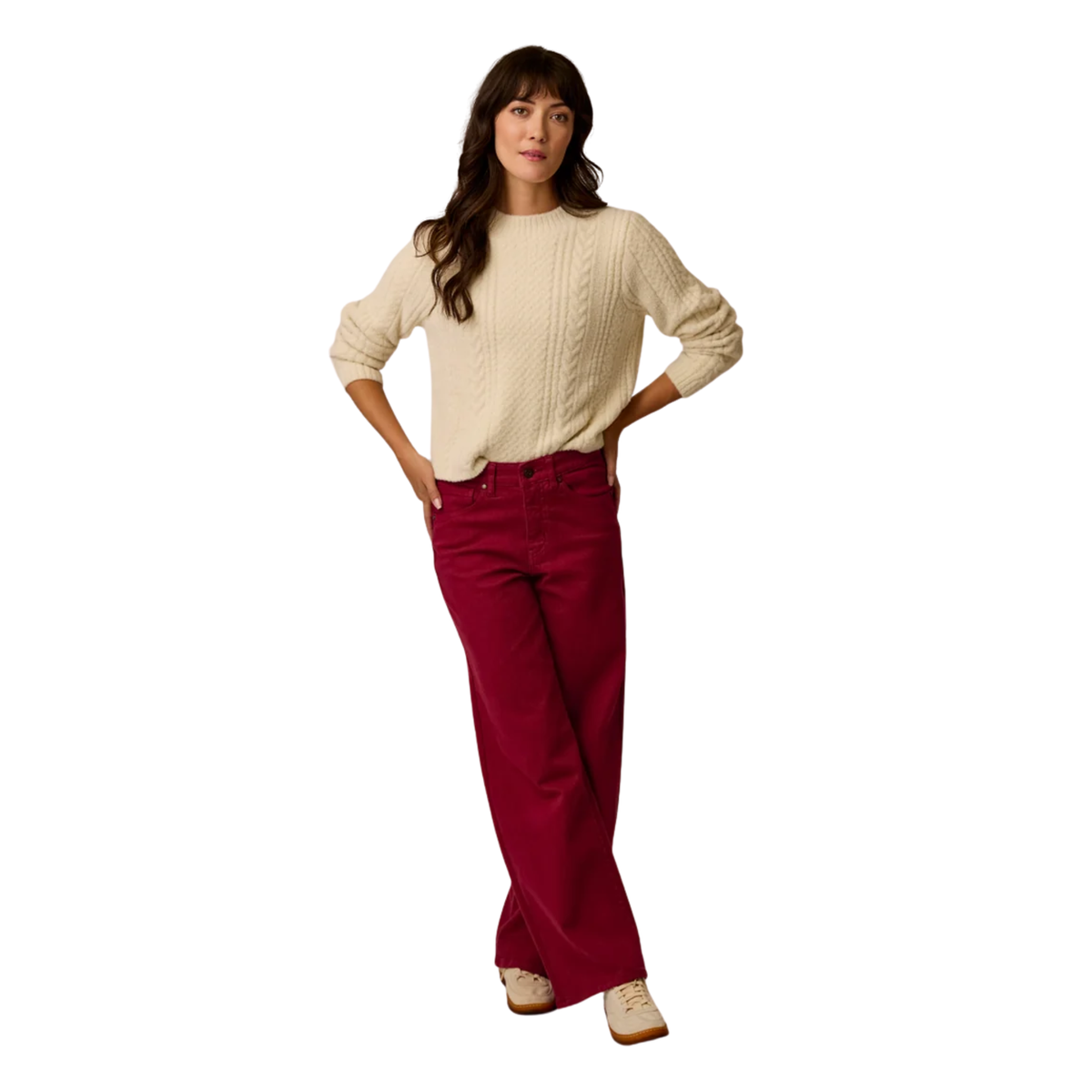 Carve Designs Womens Monroe Cable Sweater-Cream